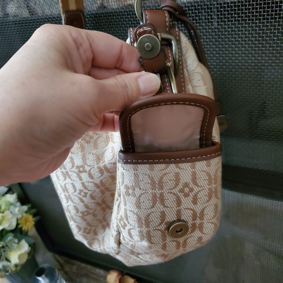 Vintage  Fossil Signature Canvas /Leather shoulder bag - Picture 10 of 14